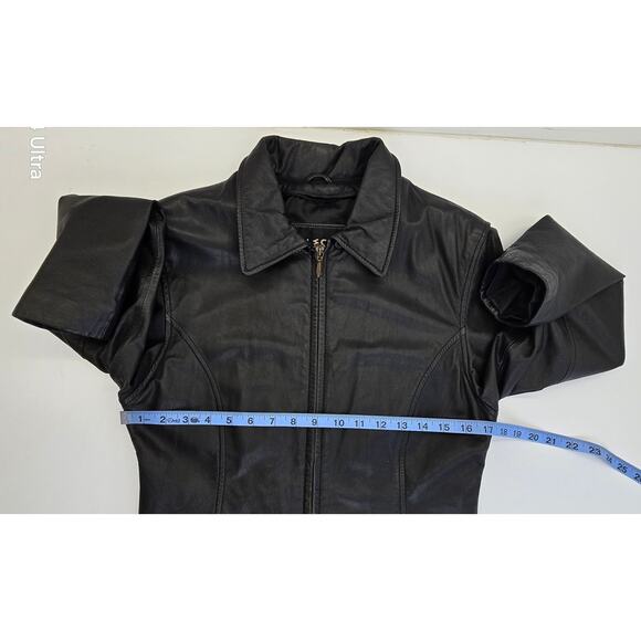 Vintage WILSONS The Leather Experts Black Leather Fitted Moto Jacket Women's S - Picture 4 of 7
